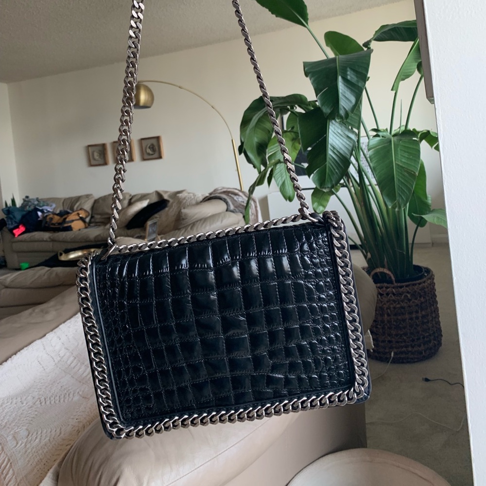 Zara croc shoulder flap bag